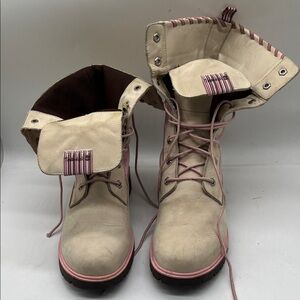 Timberland Women's Fold Down Boots Pink 17326 SZ  10 Waterproof
